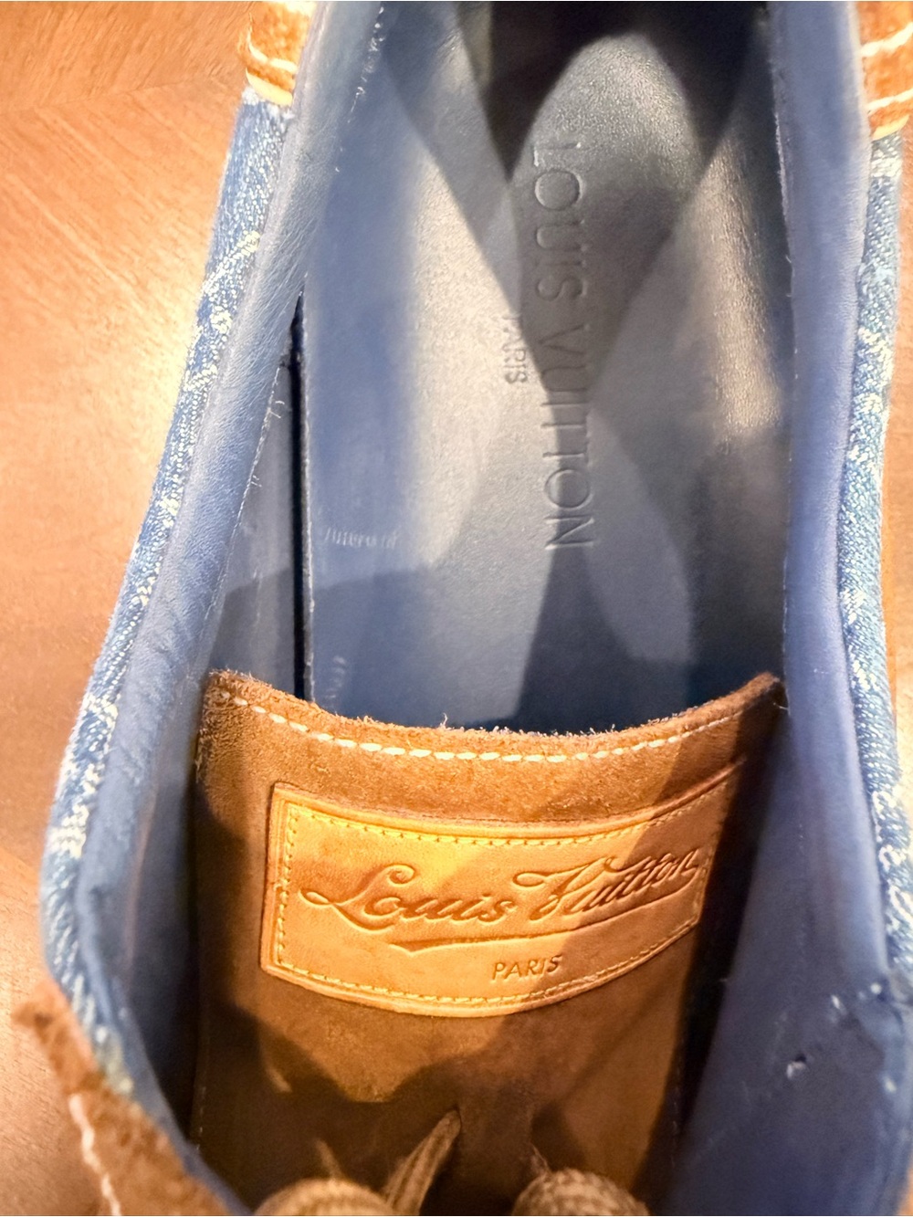 One Of A Kind Louis Vuitton Men’s Denim Monogram Sneakers in Navy - Picture 3 of 7